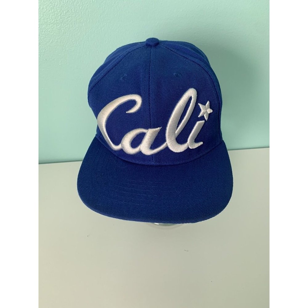 Cali Logo California Republic 3D Snapback Flat Bill Hat Royal Blue Baseball Cap